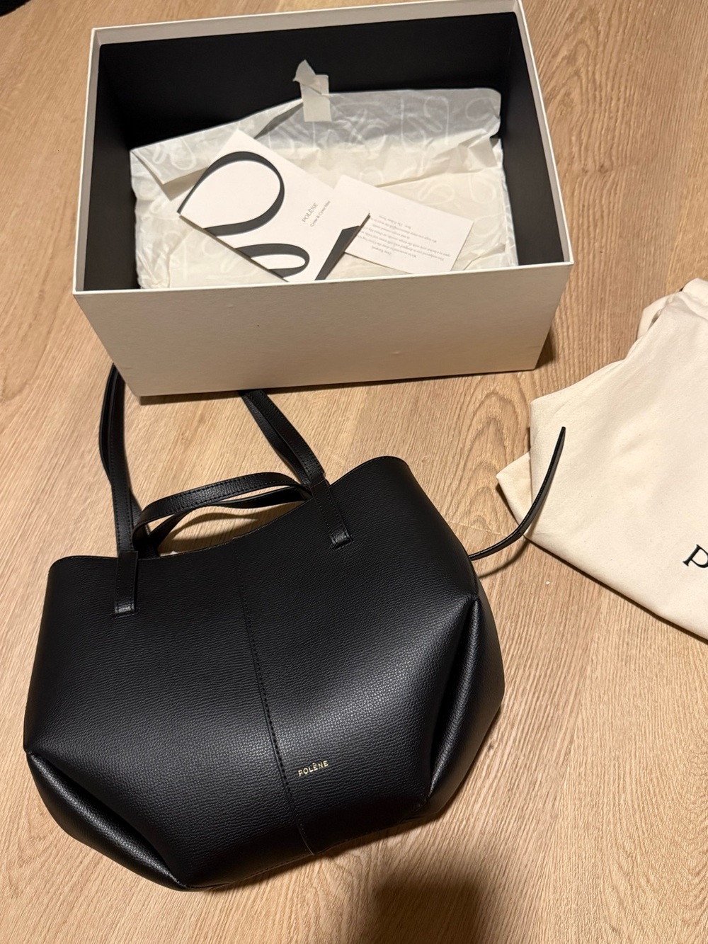 Polene Cyme Mini Black Leather bag